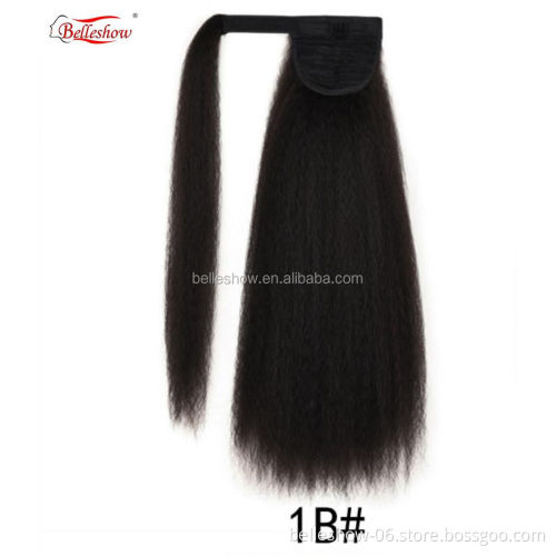 Hot sell Big Jacques pattern fluffy wig ponytail magic paste long hair wig ponytail long curly magic paste wig ponytail